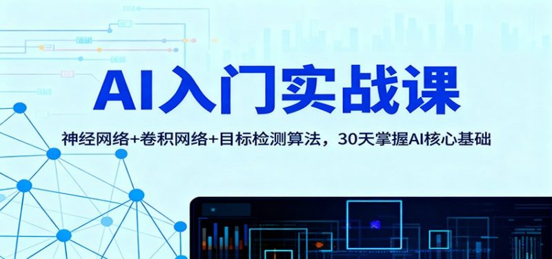 AI入门实战课:神经网络+卷积网络+目标检测算法,30天掌握AI核心基础-老菜鸟