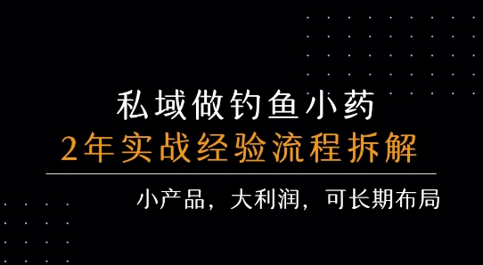 私域做钓鱼小药 每单利润3张+ 详细流程拆解-老菜鸟