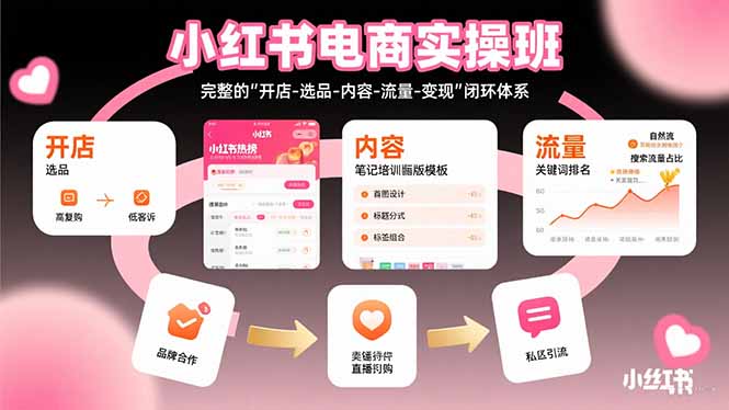 小红书电商实操班：完整的”开店-选品-内容-流量-变现”闭环体系-老菜鸟