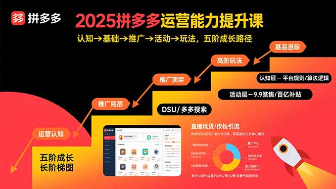2025拼多多运营能力提升课：认知→基础→推广→活动→玩法，五阶成长路径-老菜鸟