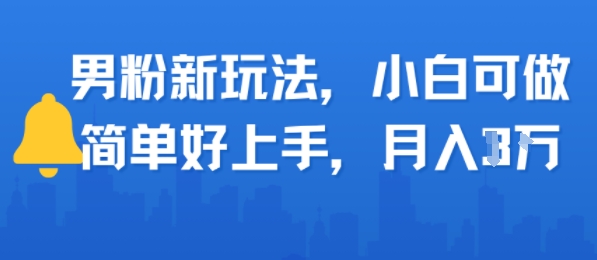男粉新玩法，小白可做，简单好上手，月入1w-老菜鸟