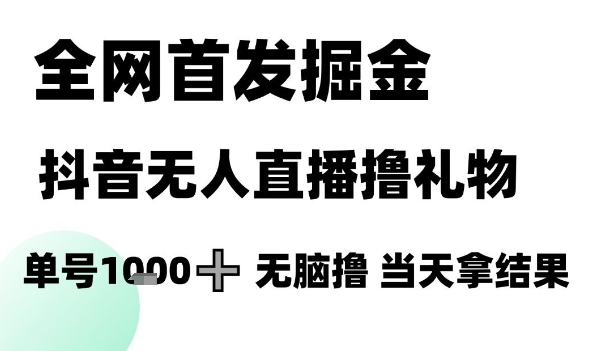 全网首发掘金抖音无人直播撸礼物，单号1000+无脑撸，当天拿结果-老菜鸟