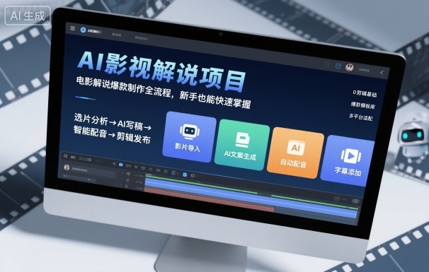 AI影视解说项目，电影解说爆款制作全流程，新手也能快速掌握-老菜鸟