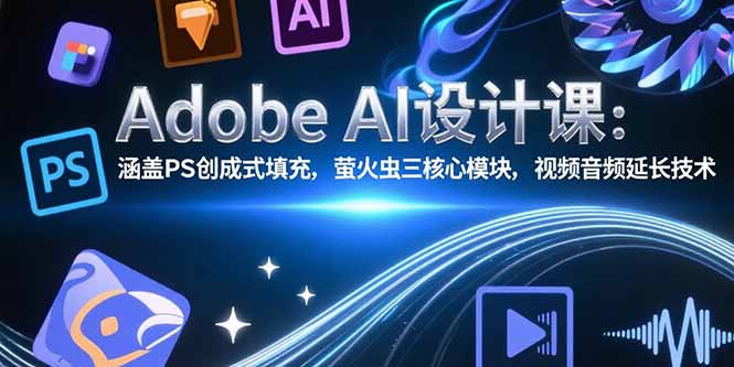 Adobe AI设计课：涵盖PS创成式填充，萤火虫三核心模块，视频音频延长技术-老菜鸟