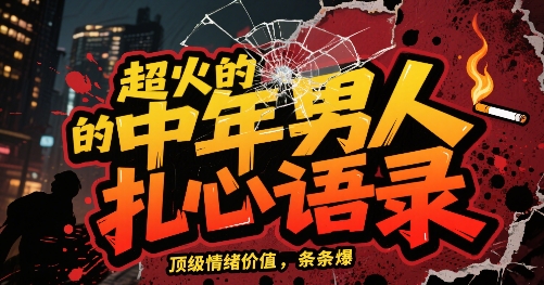 火的中年男人扎心语录，顶级情绪价值，条条爆，AI操作简单-老菜鸟