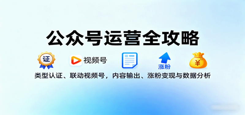 公众号运营全攻略：类型认证、联动视频号，内容输出、涨粉变现与数据分析-老菜鸟