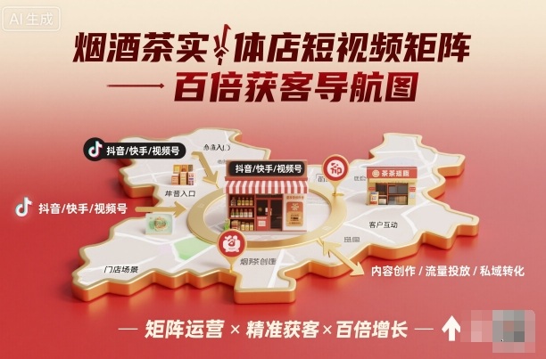 烟酒茶实体店短视频矩阵，百倍获客导航图-老菜鸟
