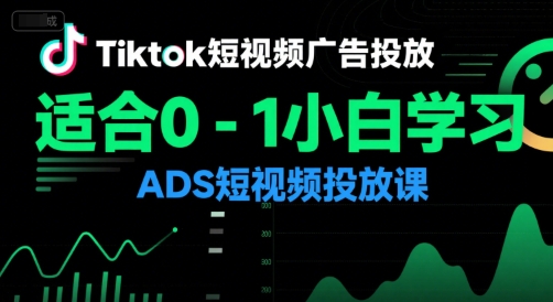Tiktok短视频广告投放，适合0-1小白学习ADS短视频投放课-老菜鸟