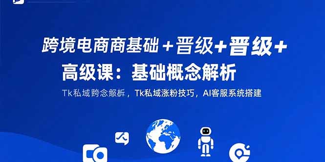 跨境电商基础+晋级+高级课：基础概念解析,Tk私域涨粉技巧,AI客服系统搭建-老菜鸟