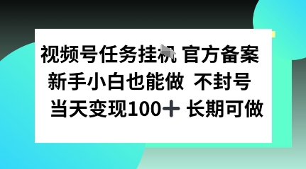 视频号任务挂播，官方备案新手小白也能做 不封号当天变现100+ 长期可做-老菜鸟