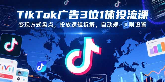 TikTok广告3位1体投流课，变现方式盘点，投放逻辑拆解，自动规则设置-老菜鸟