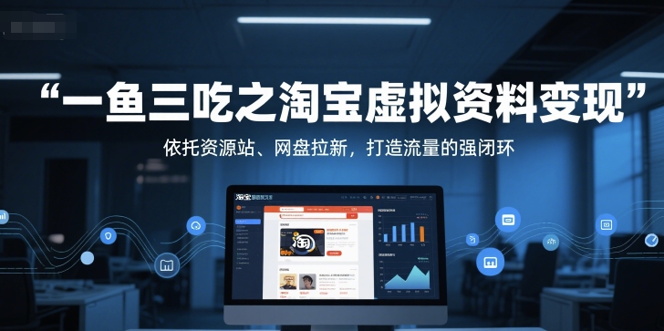 一鱼三吃之淘宝虚拟资料变现，依托资源站、网盘拉新，打造流量的强闭环-老菜鸟