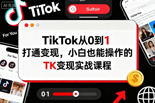 TikTok从0到1打通变现，小白也能操作的TK变现实战课程-老菜鸟
