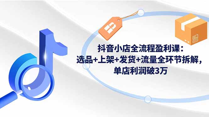 抖音小店全流程盈利课：选品+上架+发货+流量全环节拆解，单店利润破3万-老菜鸟