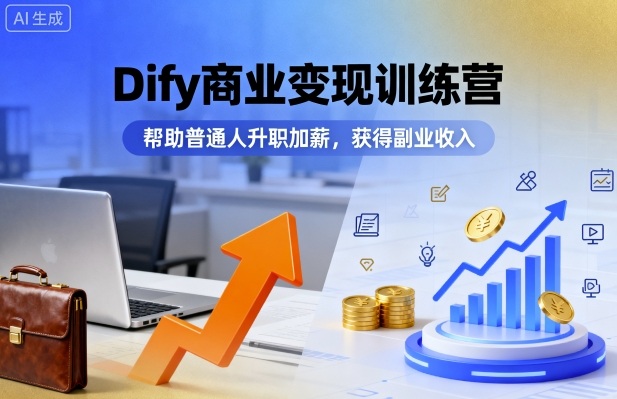 Dify商业变现训练营,帮助普通人升职加薪,获得副业收入-老菜鸟