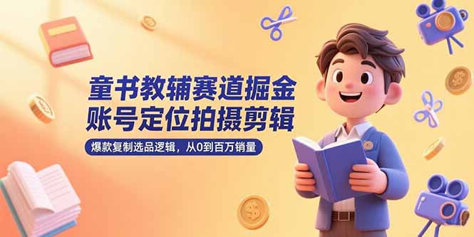 童书教辅赛道掘金，账号定位拍摄剪辑，爆款复制选品逻辑，从0到百万销量-老菜鸟