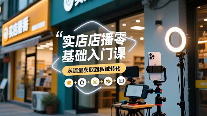 实体店播零基础入门课，实体店+短视频+直播+微信生态+私域社群，从流量获取到私域转化-老菜鸟