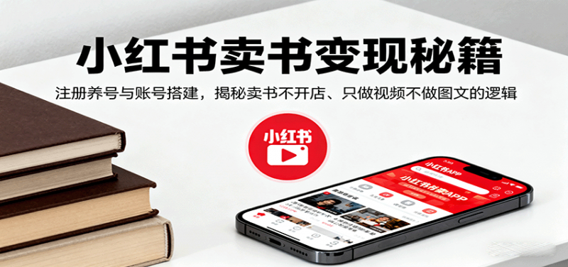 小红书卖书变现秘籍，注册养号与账号搭建，揭秘卖书不开店、只做视频不做图文的逻辑-老菜鸟