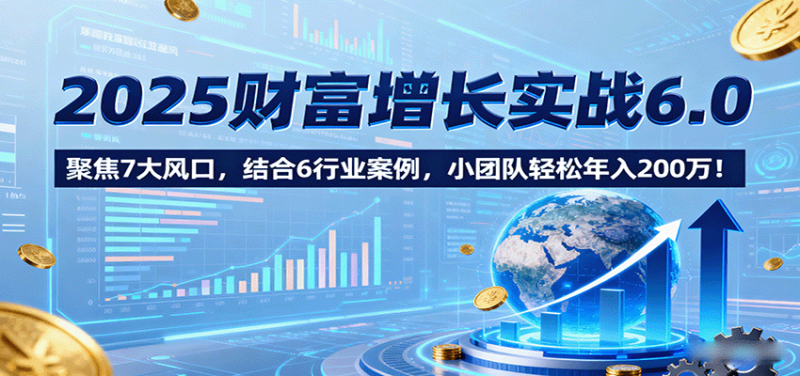 2025财富增长实战6.0，聚焦7大风口，结合6行业案例，小团队轻松年入200万！-老菜鸟