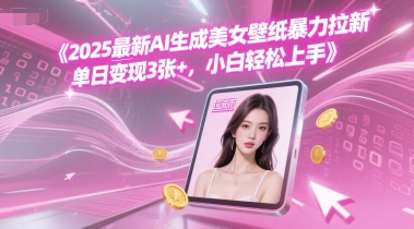 2025最新AI生成美女壁纸暴力拉新, 单日变现300+，小白轻松上手-老菜鸟