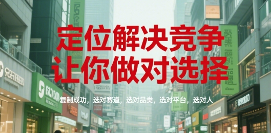 定位解决竞争，让你做对选择，复制成功，选对赛道，选对品类，选对平台，选对人-老菜鸟