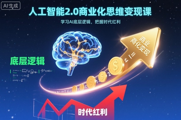 人工智能2.0商业化思维变现课，学习AI底层逻辑，把握时代红利-老菜鸟