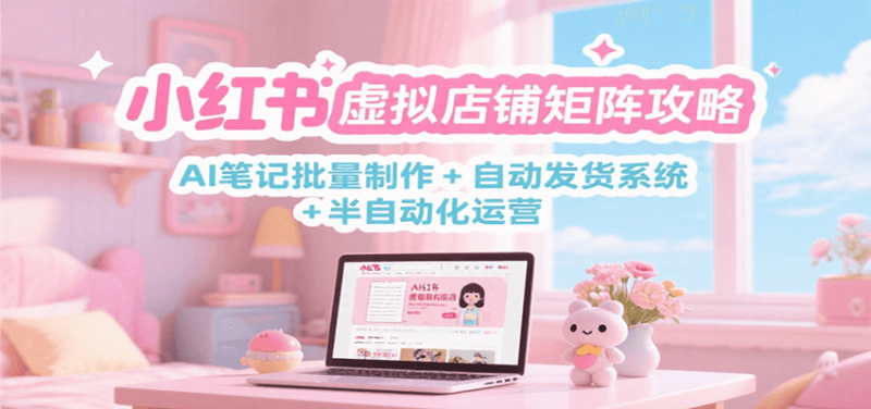 小红书虚拟店铺矩阵攻略：AI笔记批量制作 + 自动发货系统 + 半自动化运营-老菜鸟