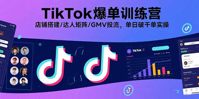 TikTok爆单训练营，店铺搭建/达人矩阵/GMV投流，单日破千单实操-老菜鸟