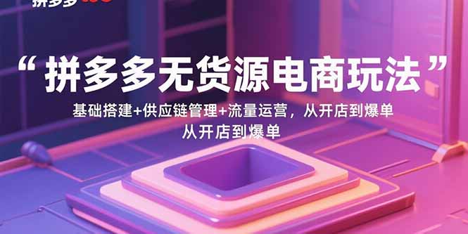 拼多多无货源电商玩法：基础搭建+供应链管理+流量运营，从开店到爆单-老菜鸟