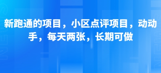 新跑通的项目，小区点评项目，动动手，每天两张，长期可做-老菜鸟