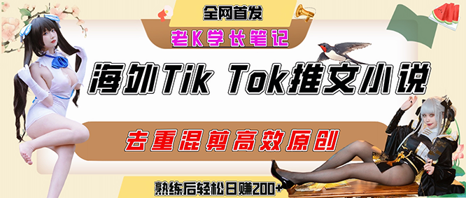 海外tiktok小说推文暴力项目，高停留高转化，一天搞顿饭钱不是问题-老菜鸟