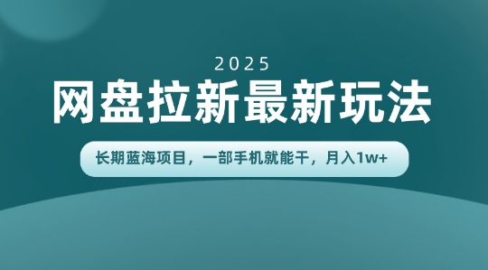 长期蓝海项目揭秘：网盘拉新最新玩法，一部手机就能干，当天见收益，月入1W+-老菜鸟