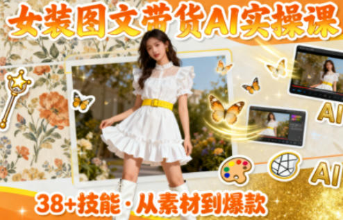 女装图文带货的AI实操课，覆盖38个实用技能，快速提升素材制作效率-老菜鸟