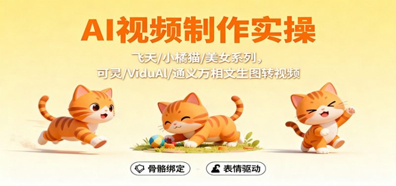 AI视频制作实操，飞天/小橘猫/美女系列，可灵/ViduAl/通义万相文生图转视频-老菜鸟