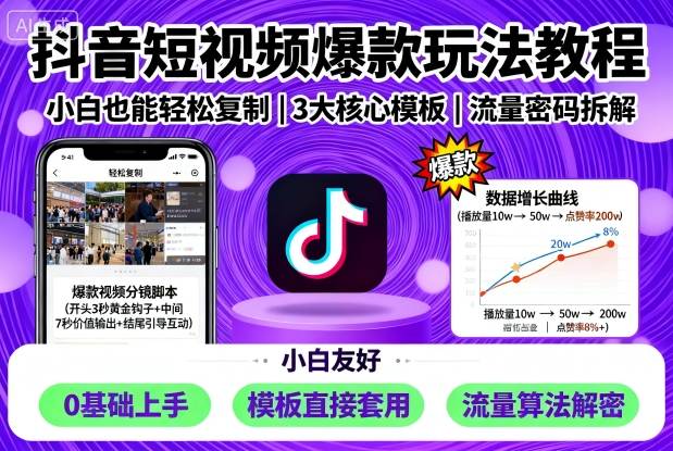 抖音短视频爆款玩法教程，小白也能轻松复制-老菜鸟