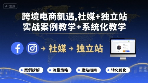 跨境电商新机遇,社媒+独立站,实战案例教学+系统化教学-老菜鸟