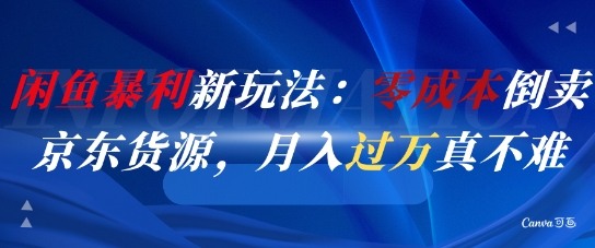 闲鱼暴利新玩法：零成本倒卖京东货源，月入过1W真不难-老菜鸟