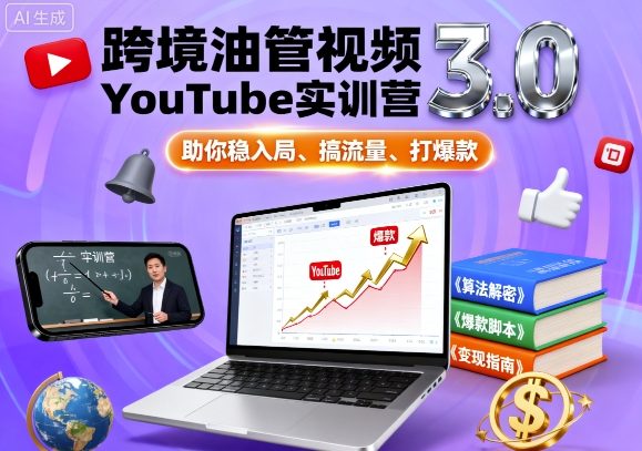 跨境油管视频YouTube实训营3.0，助你稳入局、搞流量、打爆款-老菜鸟