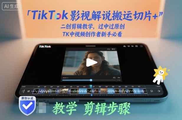 TikTok影视解说搬运切片+二创剪辑教学，过中过原创，TK中视频创作者新手必看-老菜鸟