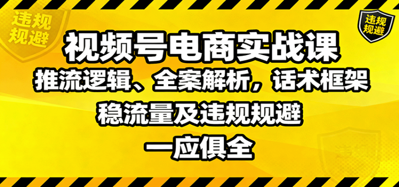 视频号电商实战课：推流逻辑、全案解析，话术框架，稳流量及违规规避等-老菜鸟