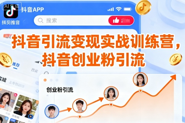 抖音引流变现实战训练营，抖音创业粉引流-老菜鸟