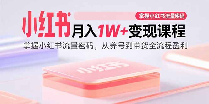 小红书月入1W+变现课程：掌握小红书流量密码，从养号到带货全流程盈利-老菜鸟