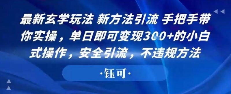 最新玄学玩法新方法引流手把手带你实操，单日即可变现3张+的小白式操作，安全引流，不违规方法-老菜鸟