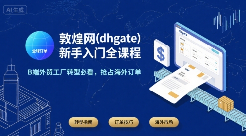 敦煌网(dhgate)新手入门全课程，B端外贸工厂转型必看，抢占海外订单-老菜鸟