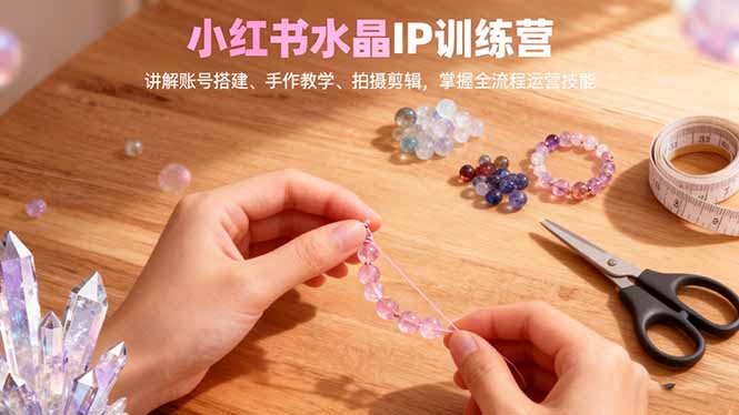 小红书水晶IP训练营,讲解账号搭建、手作教学、拍摄剪辑,全流程运营技能-老菜鸟