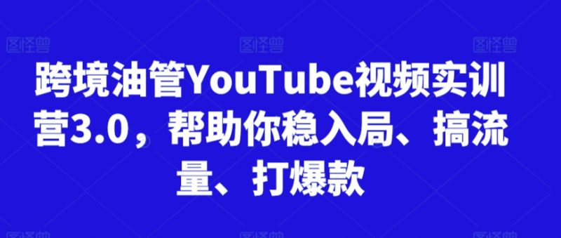 跨境油管YouTube视频实训营3.0，帮助你稳入局、搞流量、打爆款（更新2025）-老菜鸟