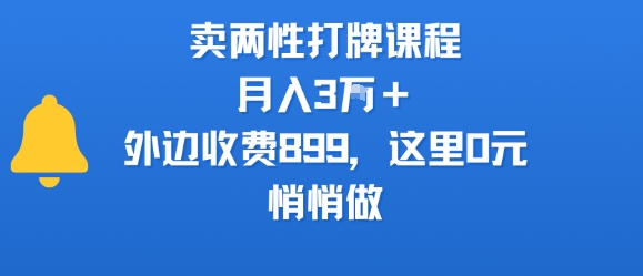 卖两性打牌课程，月入3W+外边收费899的课程，长期可做-老菜鸟