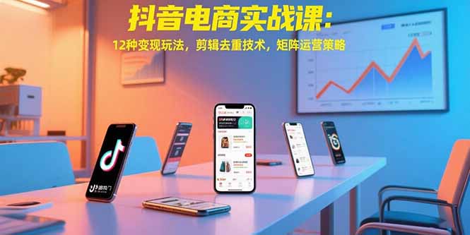 抖音电商实战课：12种变现玩法，剪辑去重技术，矩阵运营策略-老菜鸟