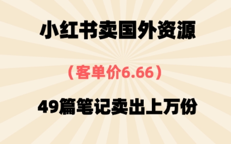 ⼩红书卖国外资料，客单价6.66，49篇笔记卖出上万份-老菜鸟