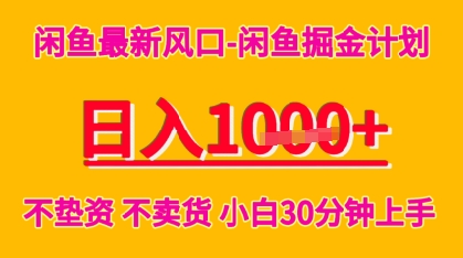 闲鱼最新风口-闲鱼掘金计划，日入多张，不垫资不卖货，小白30分钟上手-老菜鸟